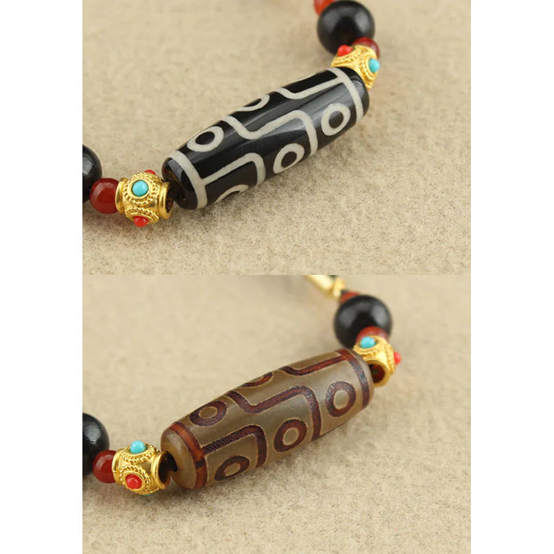 Buddha Stones Tibetano Nove Occhi Dzi Bead Protezione Benedizioni Collana Pendente - Image 13