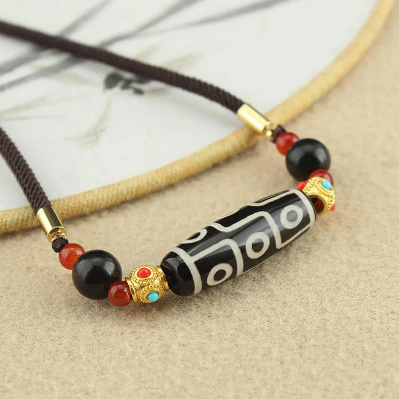 Buddha Stones Tibetano Nove Occhi Dzi Bead Protezione Benedizioni Collana Pendente - Image 4