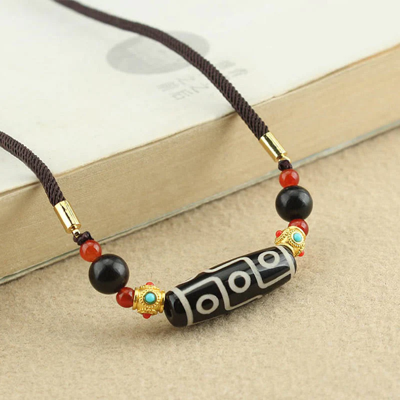 Buddha Stones Tibetano Nove Occhi Dzi Bead Protezione Benedizioni Collana Pendente - Image 6