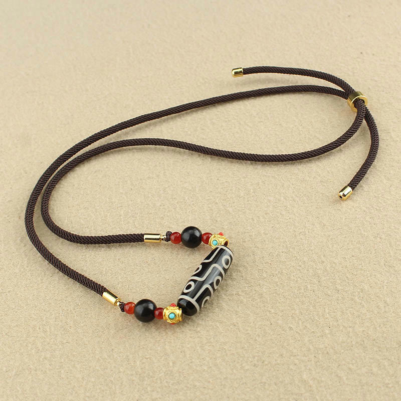 Buddha Stones Tibetano Nove Occhi Dzi Bead Protezione Benedizioni Collana Pendente - Image 7