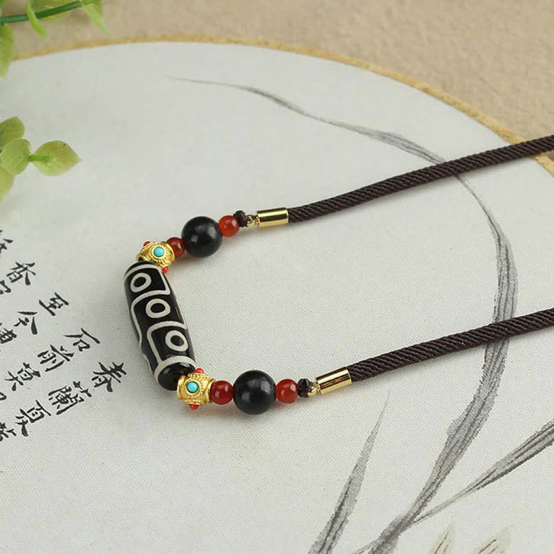 Buddha Stones Tibetano Nove Occhi Dzi Bead Protezione Benedizioni Collana Pendente - Image 8