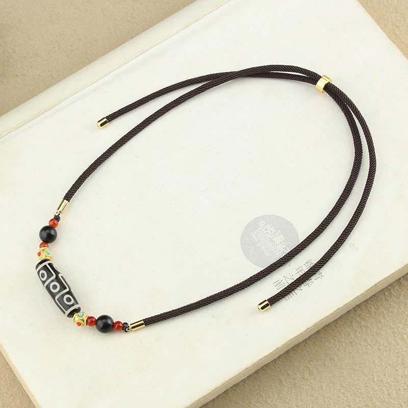Buddha Stones Tibetano Nove Occhi Dzi Bead Protezione Benedizioni Collana Pendente - Image 9