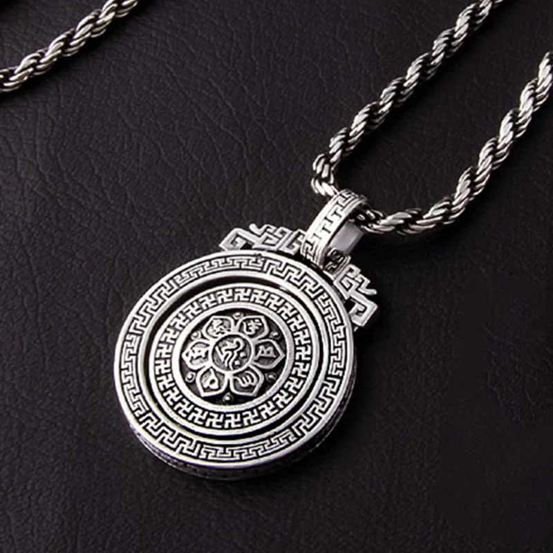 Buddha Stones Tibetano Om Mani Padme Hum Doppio Dorje Vajra Rotante Purezza Collana Pendente Pace - Image 12