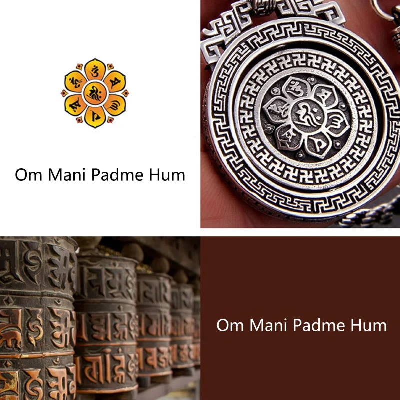 Buddha Stones Tibetano Om Mani Padme Hum Doppio Dorje Vajra Rotante Purezza Collana Pendente Pace - Image 15