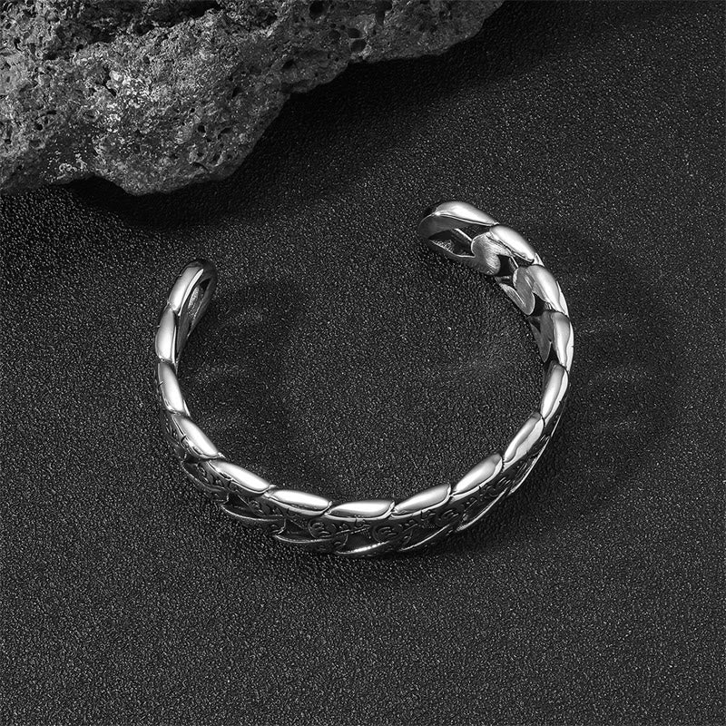Buddha Stones Tibetano Om Mani Padme Hum Mantra Titanio Acciaio Pace Cuf Bracciale Bangle - Image 4