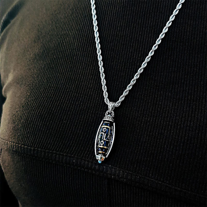 Buddha Stones Tibetano Om Mani Padme Hum Perline Dzi a nove occhi Modello Pace Purezza Collana girevole Pendente - Image 9