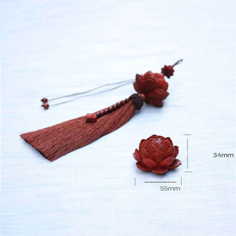 Buddha Stones Tibetano Piccola Foglia Sandalo Rosso Loto Fortuna Protezione Nappa Decorazione - Image 14