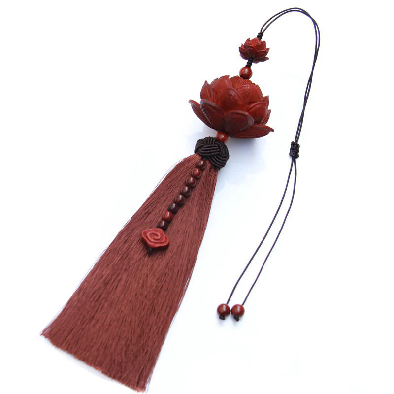 Buddha Stones Tibetano Piccola Foglia Sandalo Rosso Loto Fortuna Protezione Nappa Decorazione - Image 15
