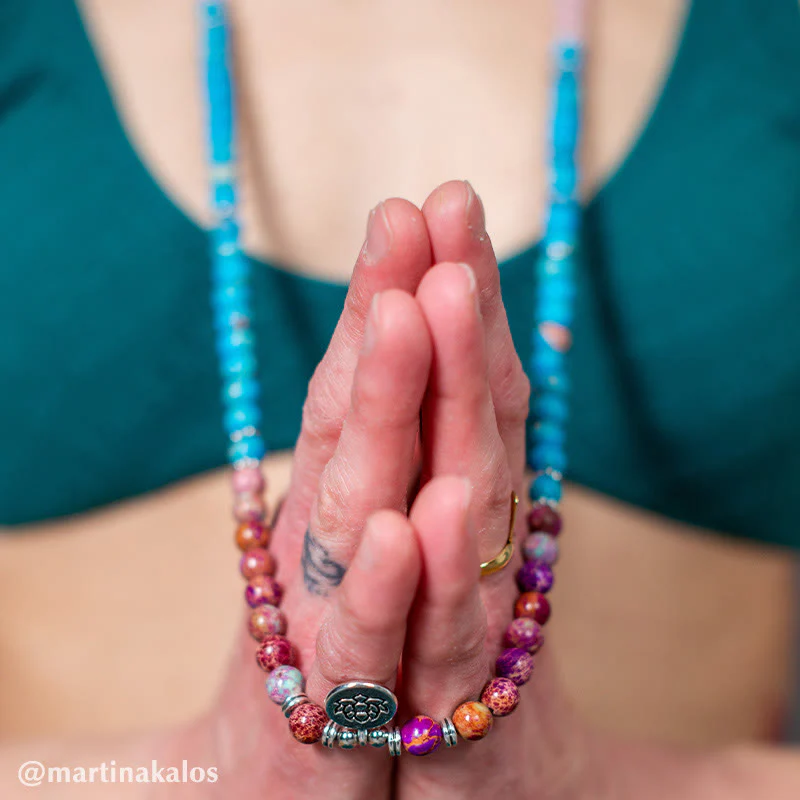 Buddha Stones Tibetano Viola Miano Perline Vere Armonia Loto Mala - Image 2