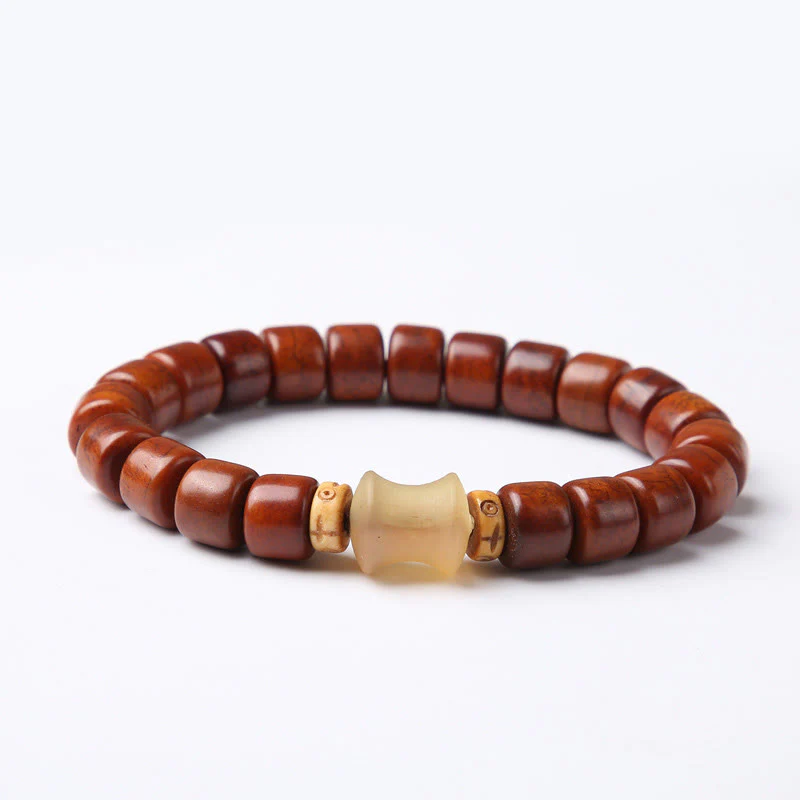 Braccialetto di forza Buddha Stones di osso tibetane, perline Dzi a tre occhi, corno di pecora, agata rossa - Image 15