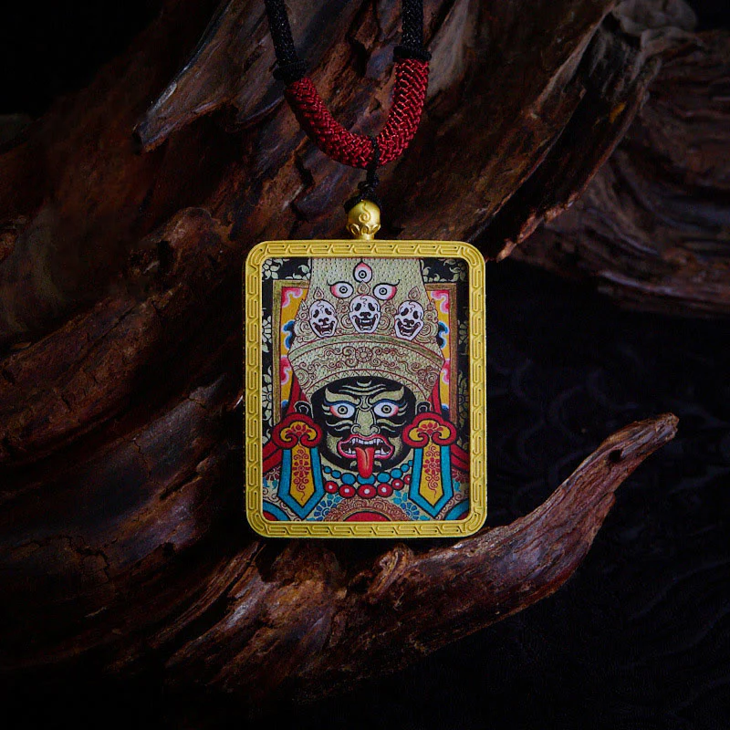 Buddha Stones, ciondolo con collana di Thangka dipinto a mano, ciondolo con zakiram tibetano, volpe a nove code, dio giallo della ricchezza - Image 18