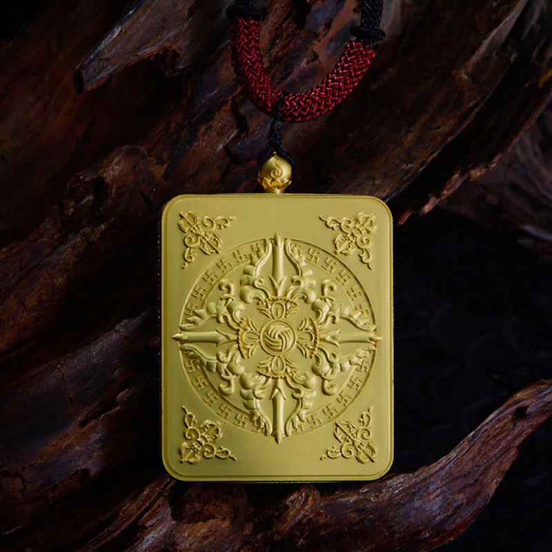 Buddha Stones, ciondolo con collana di Thangka dipinto a mano, ciondolo con zakiram tibetano, volpe a nove code, dio giallo della ricchezza - Image 3