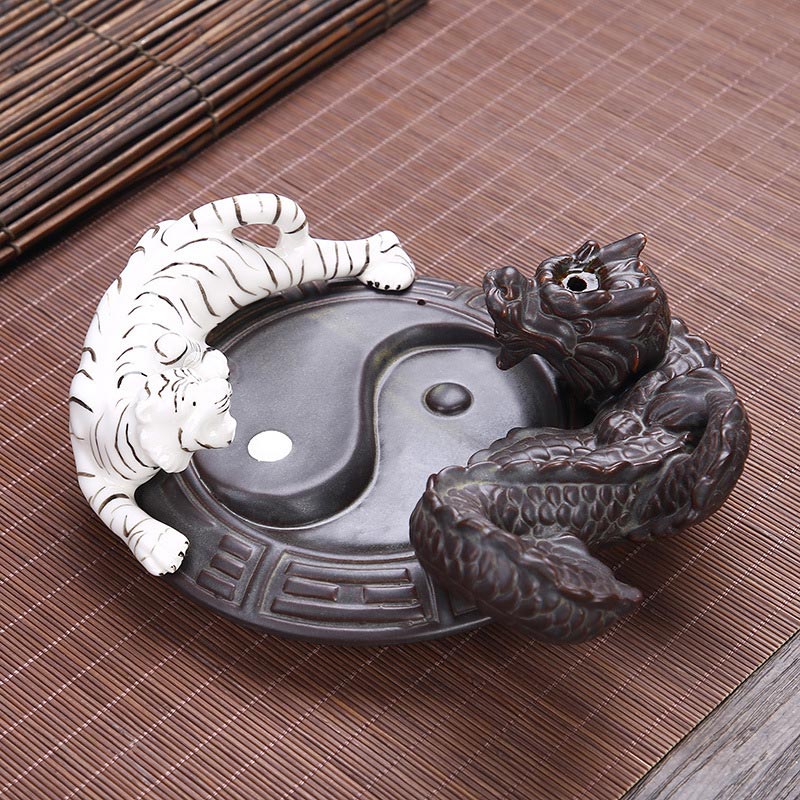 Buddha Stones Tigre Drago Fontana di fumo a riflusso Ceramica Yin Yang Benedizione Bruciatore di incenso Decorazione - Image 2
