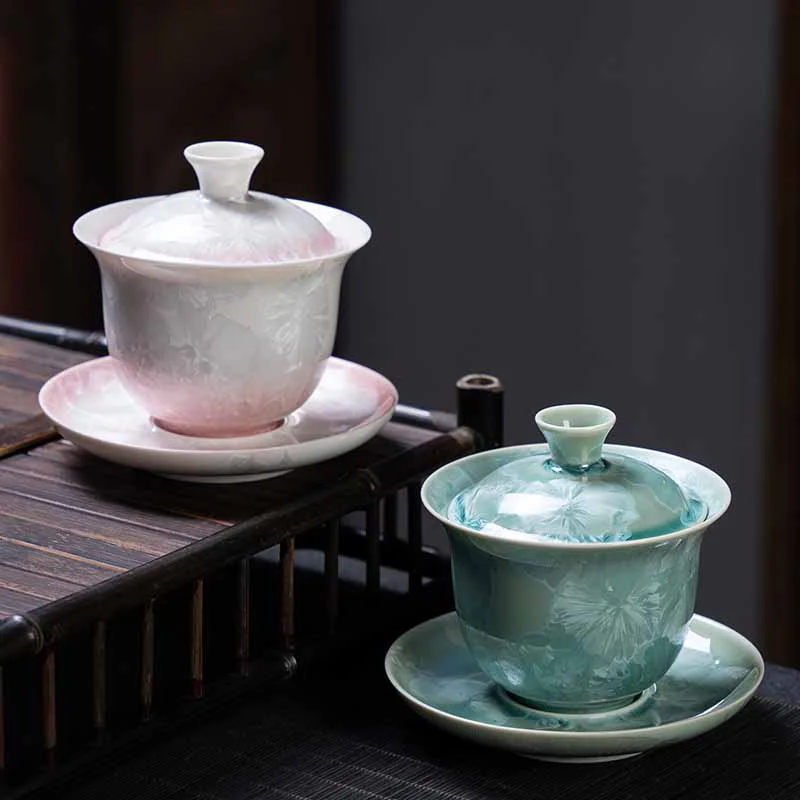 Buddha Stones tradizionale smaltato ceramica Gaiwan Sancai tazza da tè Kung Fu tazza da tè e piattino con coperchio 180ml - Image 14