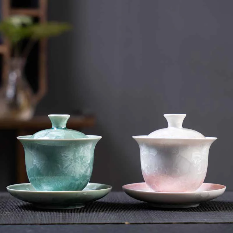 Buddha Stones tradizionale smaltato ceramica Gaiwan Sancai tazza da tè Kung Fu tazza da tè e piattino con coperchio 180ml - Image 16