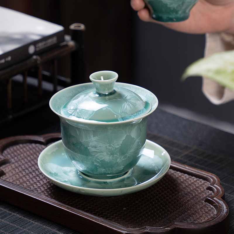 Buddha Stones tradizionale smaltato ceramica Gaiwan Sancai tazza da tè Kung Fu tazza da tè e piattino con coperchio 180ml - Image 4