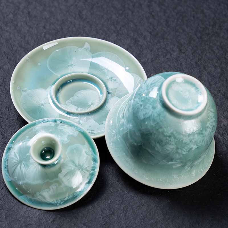 Buddha Stones tradizionale smaltato ceramica Gaiwan Sancai tazza da tè Kung Fu tazza da tè e piattino con coperchio 180ml - Image 8