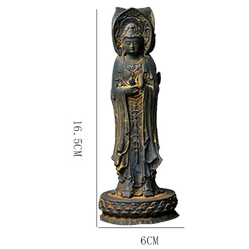Buddha Stones Triangolare Kwan Yin Avalokitesvara Ferro Polvere Ruggine Resina Statua Ricchezza Decorazione Scrivania - Image 13