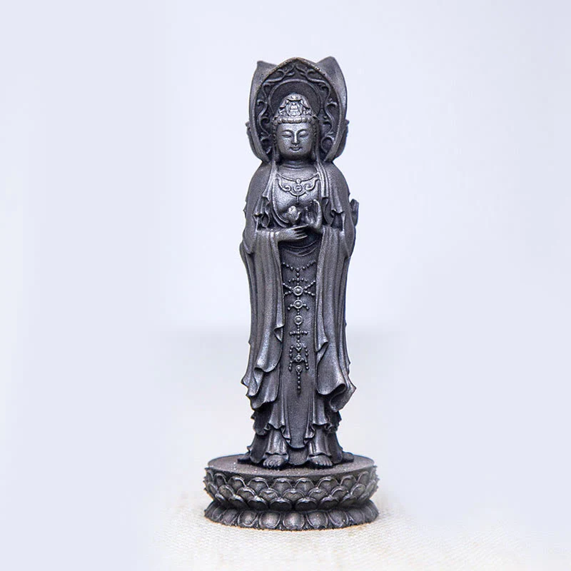 Buddha Stones Triangolare Kwan Yin Avalokitesvara Ferro Polvere Ruggine Resina Statua Ricchezza Decorazione Scrivania - Image 14