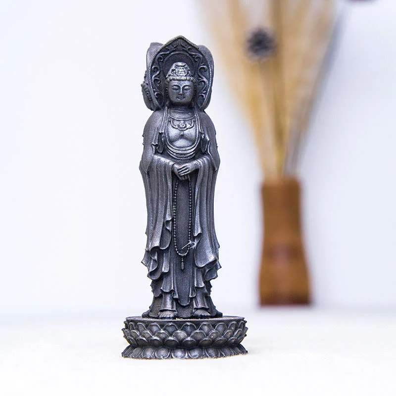 Buddha Stones Triangolare Kwan Yin Avalokitesvara Ferro Polvere Ruggine Resina Statua Ricchezza Decorazione Scrivania - Image 15