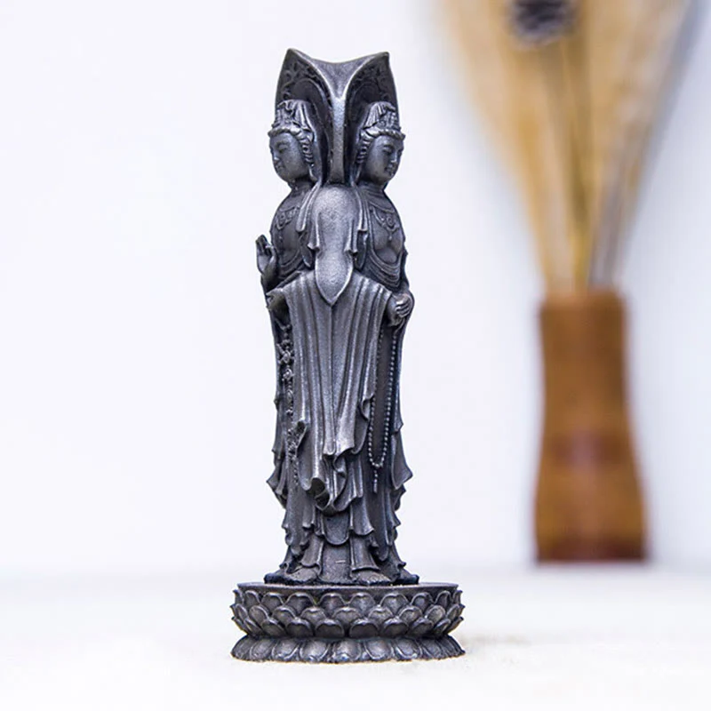 Buddha Stones Triangolare Kwan Yin Avalokitesvara Ferro Polvere Ruggine Resina Statua Ricchezza Decorazione Scrivania - Image 16