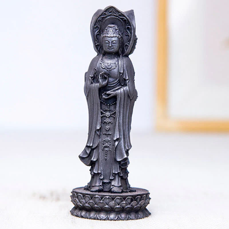 Buddha Stones Triangolare Kwan Yin Avalokitesvara Ferro Polvere Ruggine Resina Statua Ricchezza Decorazione Scrivania - Image 18