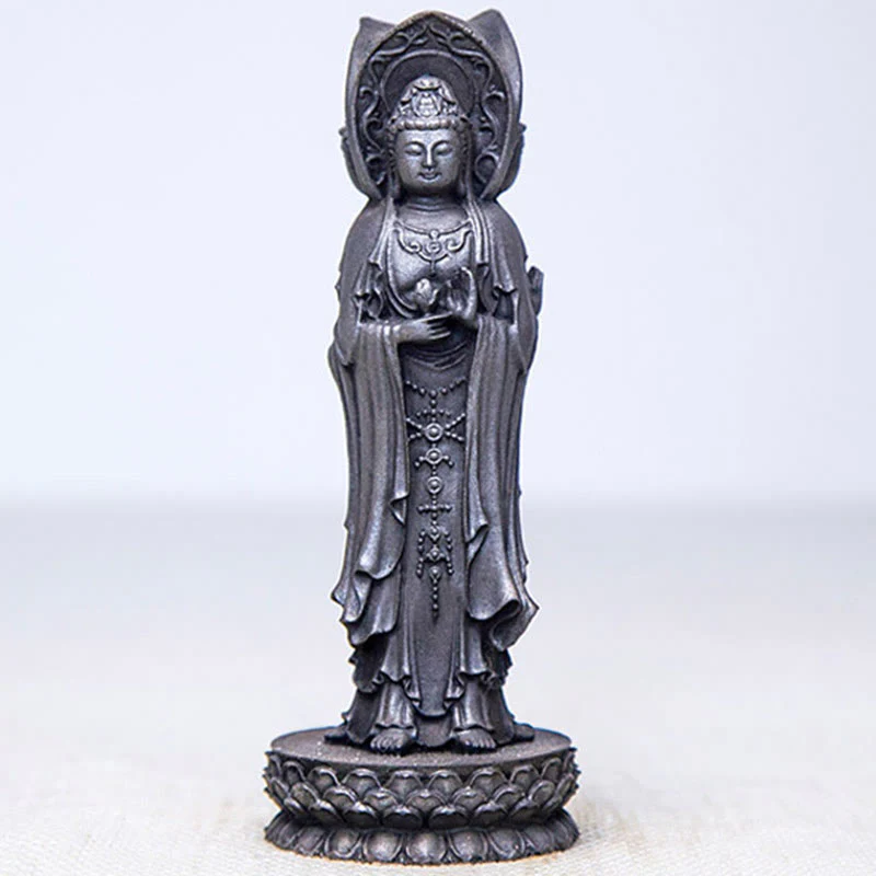 Buddha Stones Triangolare Kwan Yin Avalokitesvara Ferro Polvere Ruggine Resina Statua Ricchezza Decorazione Scrivania - Image 19