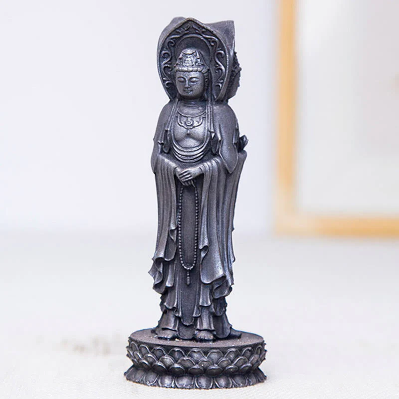 Buddha Stones Triangolare Kwan Yin Avalokitesvara Ferro Polvere Ruggine Resina Statua Ricchezza Decorazione Scrivania - Image 20