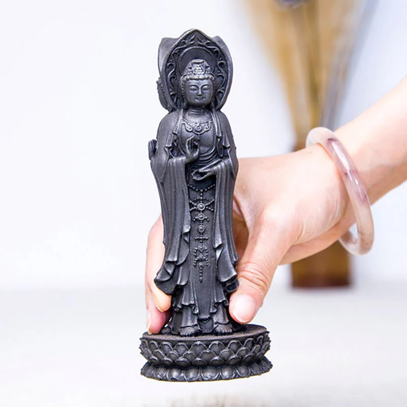 Buddha Stones Triangolare Kwan Yin Avalokitesvara Ferro Polvere Ruggine Resina Statua Ricchezza Decorazione Scrivania - Image 21