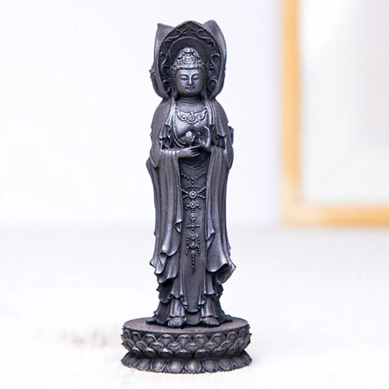 Buddha Stones Triangolare Kwan Yin Avalokitesvara Ferro Polvere Ruggine Resina Statua Ricchezza Decorazione Scrivania - Image 22