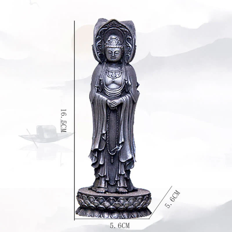 Buddha Stones Triangolare Kwan Yin Avalokitesvara Ferro Polvere Ruggine Resina Statua Ricchezza Decorazione Scrivania - Image 26