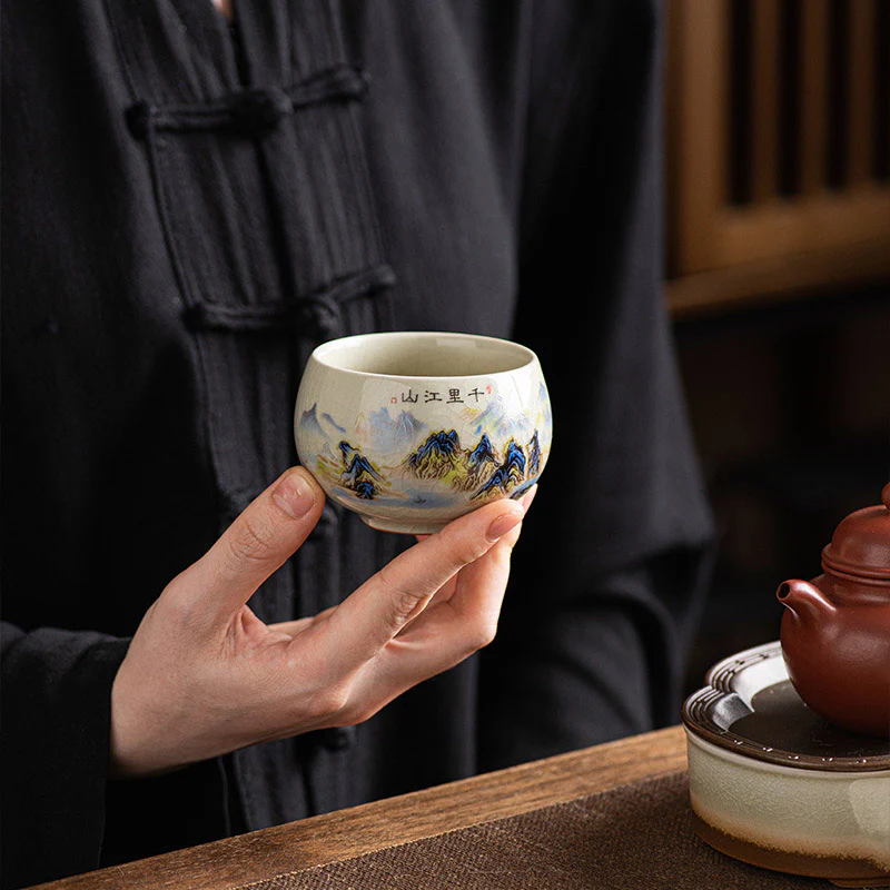 Buddha Stones Un panorama di fiumi e montagne Tazza da tè in ceramica Tazza da tè Kung Fu 150 ml - Image 10