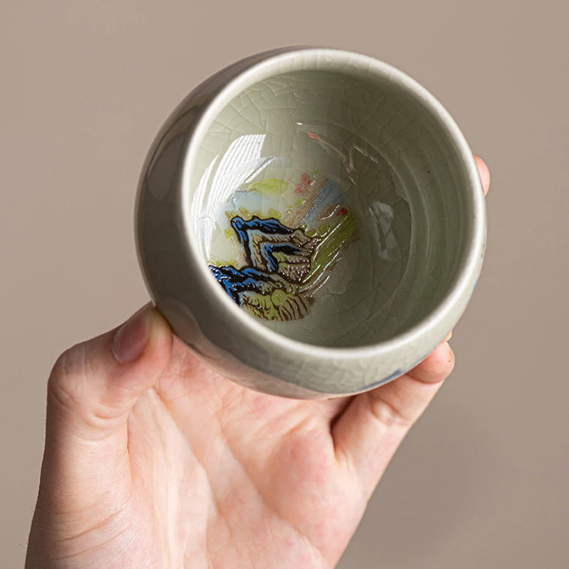 Buddha Stones Un panorama di fiumi e montagne Tazza da tè in ceramica Tazza da tè Kung Fu 150 ml - Image 4