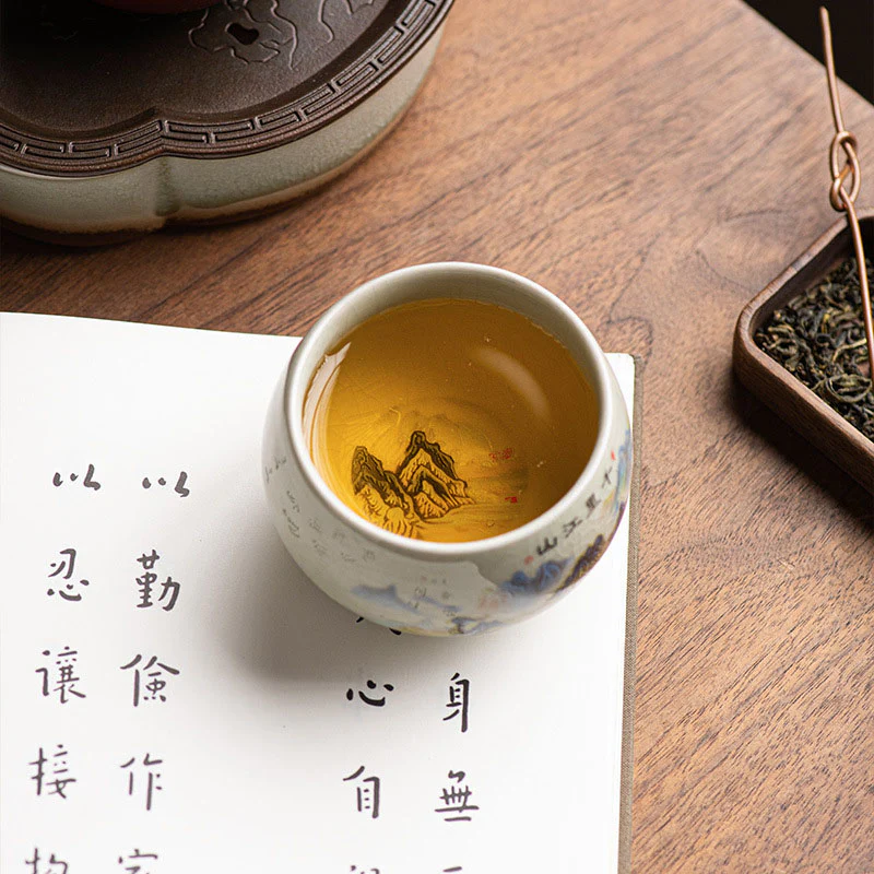 Buddha Stones Un panorama di fiumi e montagne Tazza da tè in ceramica Tazza da tè Kung Fu 150 ml - Image 9