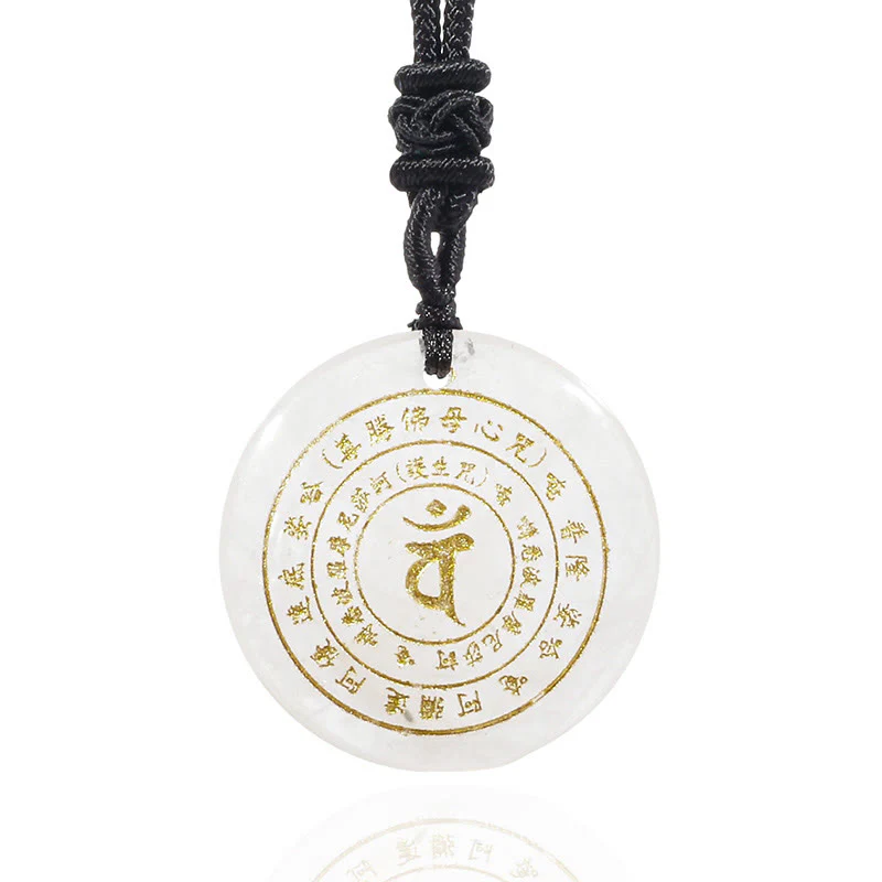 Buddha Stones Vairocana Tathagata Mantra Sanscrito Vari Cristalli Ossidiana Nera Avventurina Verde Forza Collana Pendente - Image 12