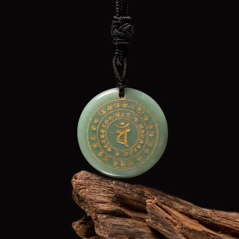 Buddha Stones Vairocana Tathagata Mantra Sanscrito Vari Cristalli Ossidiana Nera Avventurina Verde Forza Collana Pendente - Image 14