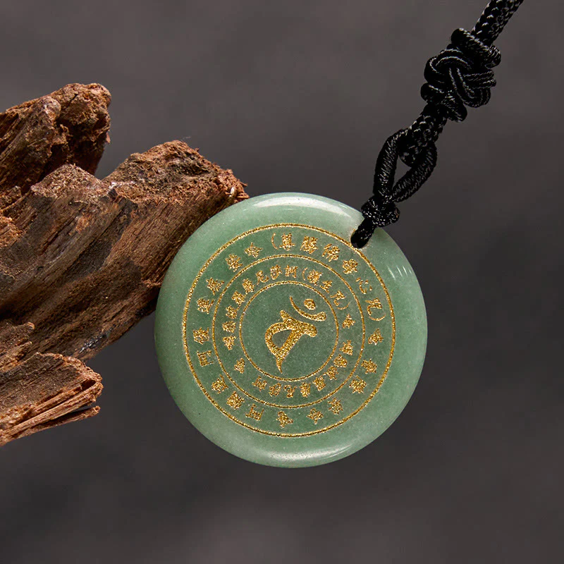 Buddha Stones Vairocana Tathagata Mantra Sanscrito Vari Cristalli Ossidiana Nera Avventurina Verde Forza Collana Pendente - Image 15