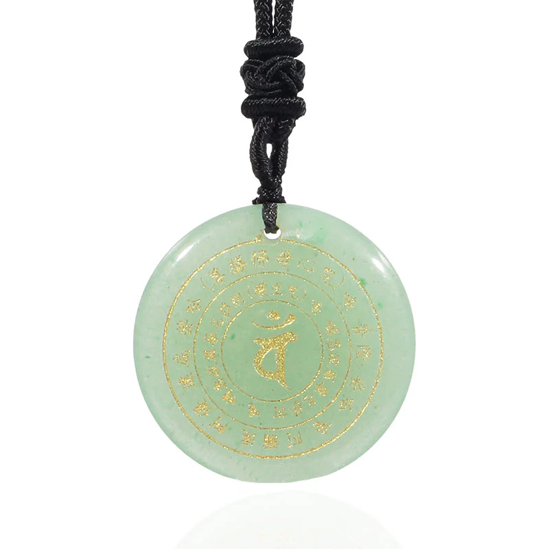 Buddha Stones Vairocana Tathagata Mantra Sanscrito Vari Cristalli Ossidiana Nera Avventurina Verde Forza Collana Pendente - Image 18
