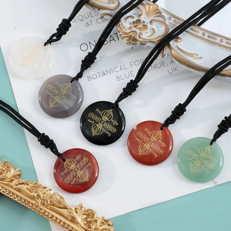 Buddha Stones Vajra Dorje Modello sanscrito Naturale Vario Cristallo Ossidiana nera Collana pendente - Image 34