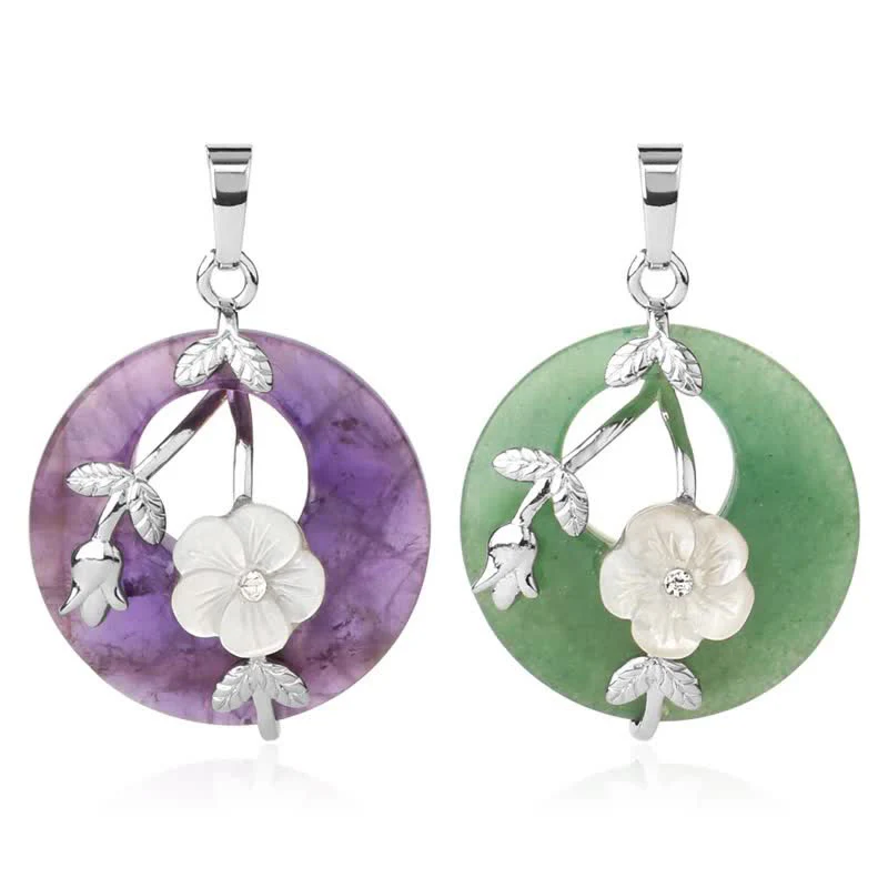 Buddha Stones Vari cristalli Ametista Avventurina verde Fiore Collana pendente curativa