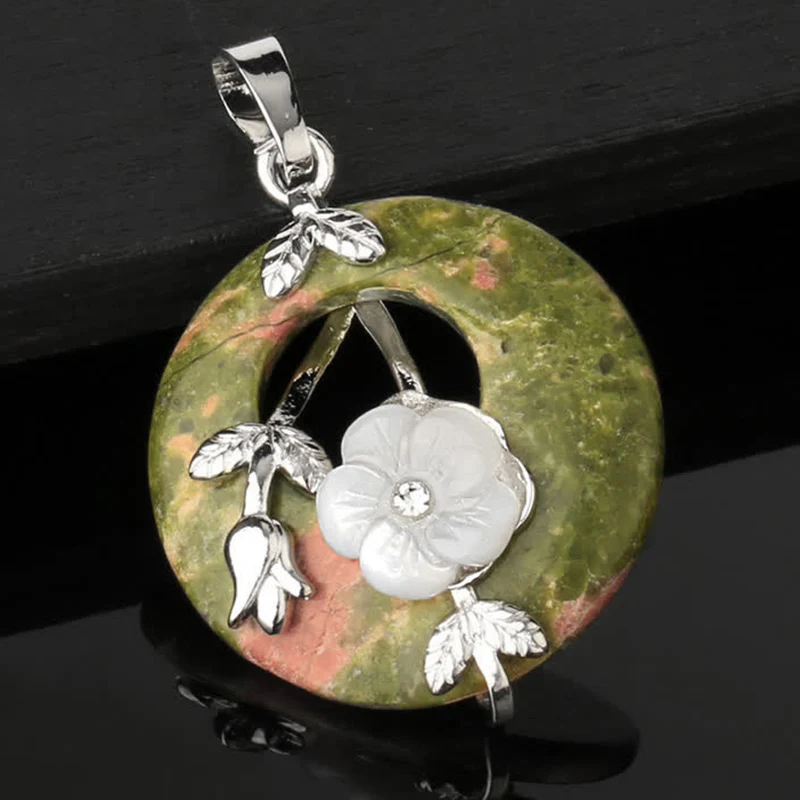 Buddha Stones Vari cristalli Ametista Avventurina verde Fiore Collana pendente curativa - Image 21