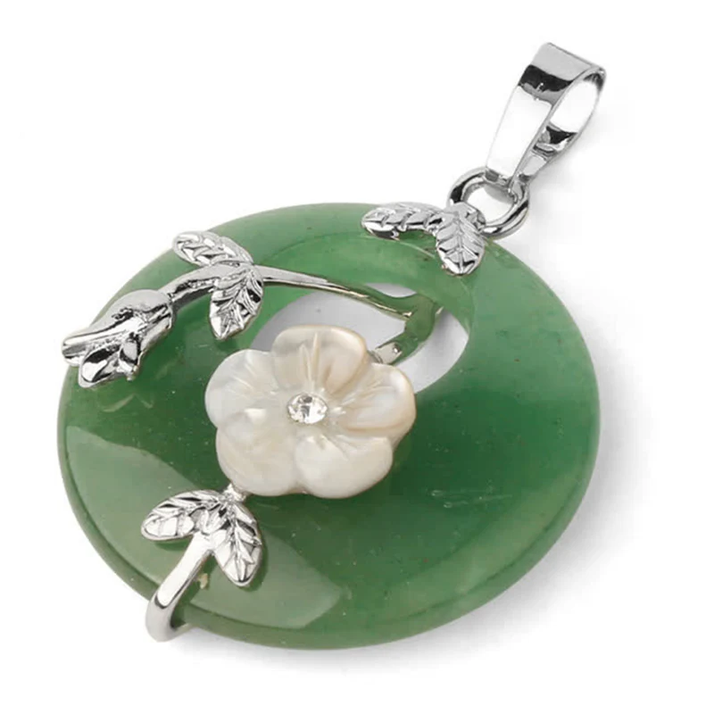 Buddha Stones Vari cristalli Ametista Avventurina verde Fiore Collana pendente curativa - Image 5