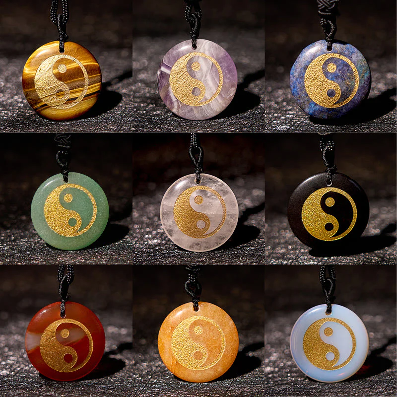 Buddha Stones Vari cristalli Ametista Occhio di tigre Avventurina verde Yin Yang Collana pendente spirituale - Image 4