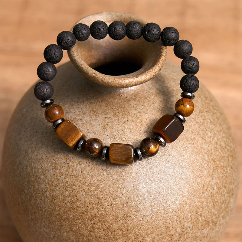 Buddha Stones Vari Cristalli Pietra lavica Bracciale Calma - Image 11