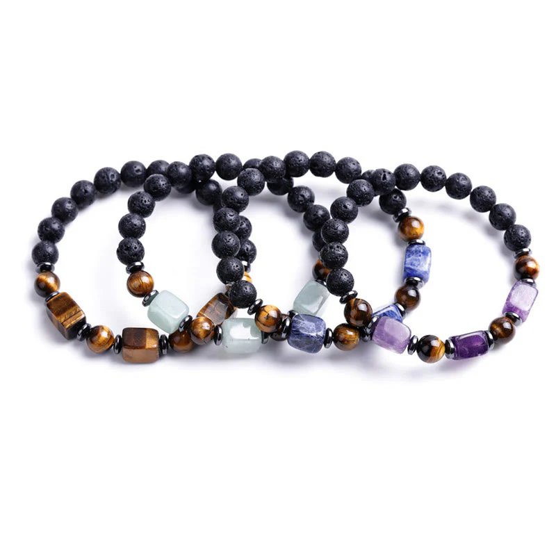Buddha Stones Vari Cristalli Pietra lavica Bracciale Calma - Image 57