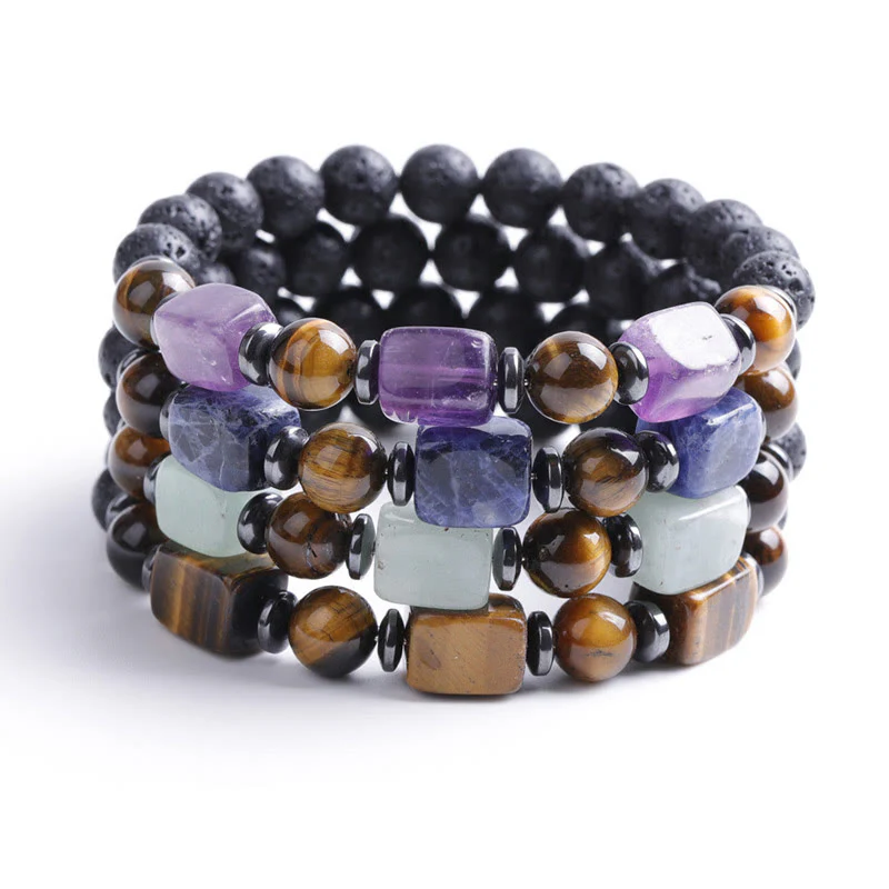 Buddha Stones Vari Cristalli Pietra lavica Bracciale Calma - Image 58