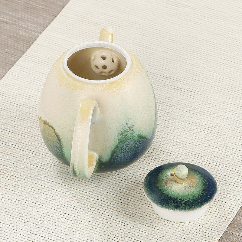 Buddha Stones Verde Beige Cinese Gongfu Tè Ceramica Kung Fu Teiera 230ml - Image 4