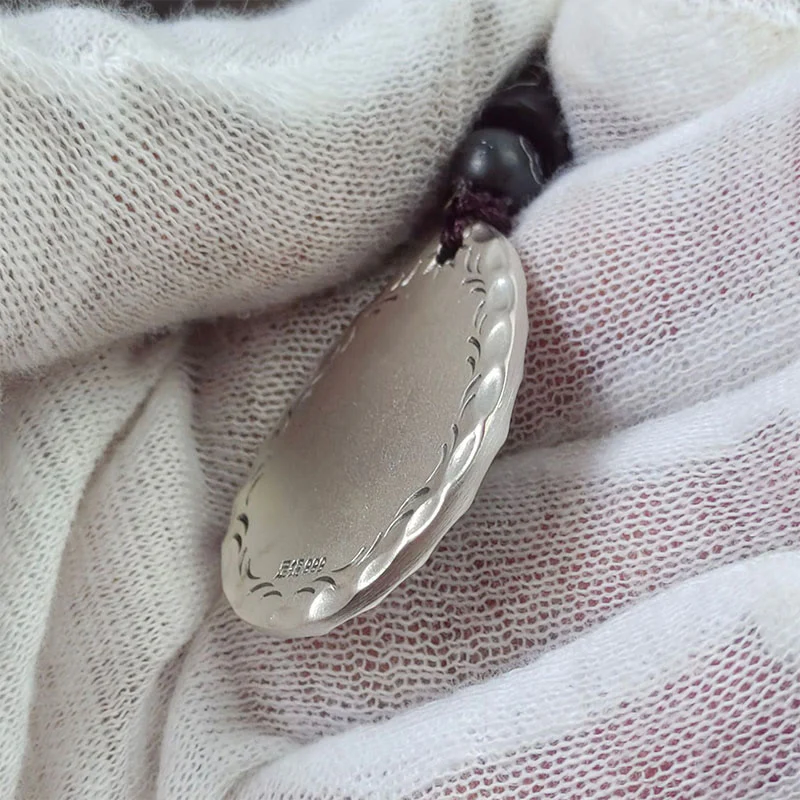 Buddha Stones Vintage 999 Sterling Silver Yin Yang Bagua Water Drop Design Balance Harmony Collana Pendente - Image 13