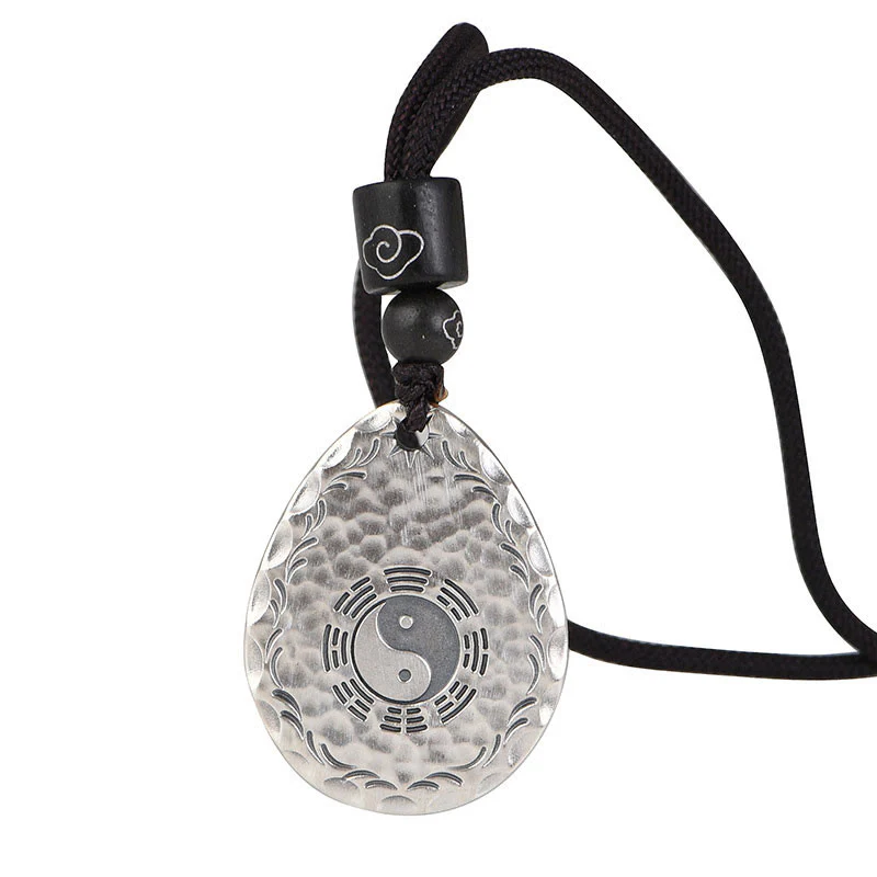 Buddha Stones Vintage 999 Sterling Silver Yin Yang Bagua Water Drop Design Balance Harmony Collana Pendente - Image 15
