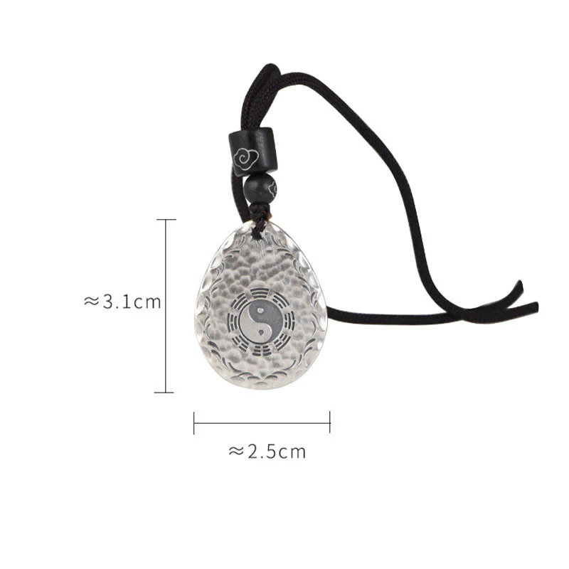 Buddha Stones Vintage 999 Sterling Silver Yin Yang Bagua Water Drop Design Balance Harmony Collana Pendente - Image 16